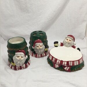 WBT Santa Bathroom Set Toothbrush Holder, Soap Dish, Cup Decoration Christmas